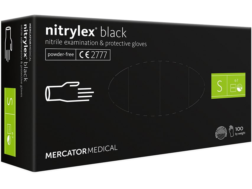 Mercator Nitrylex Black vienkartinės nitrilinės pirštinės S dydis 100 vnt.