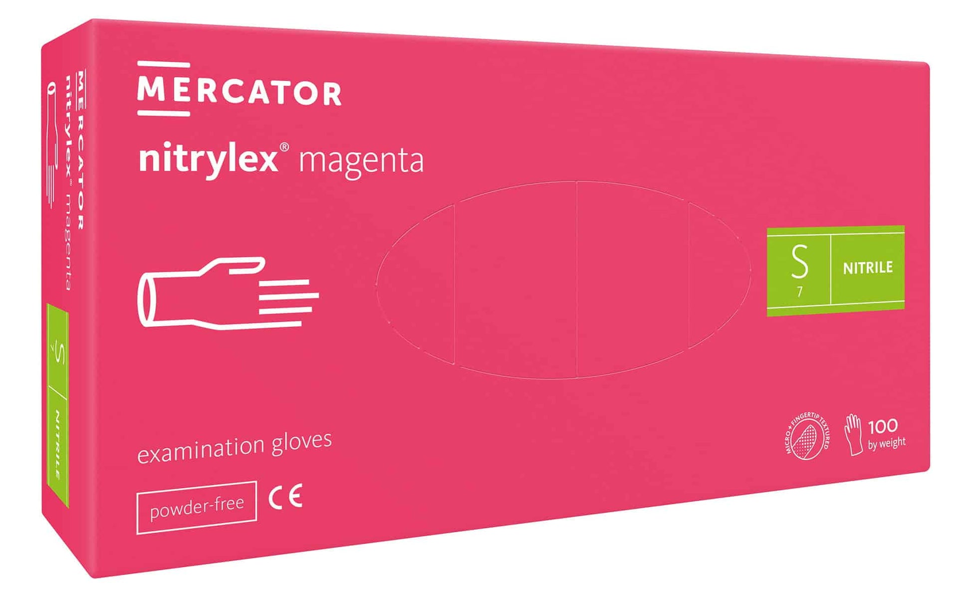 Mercator Nitrylex Magenta vienkartinės nitrilinės pirštinės S dydis 100 vnt.